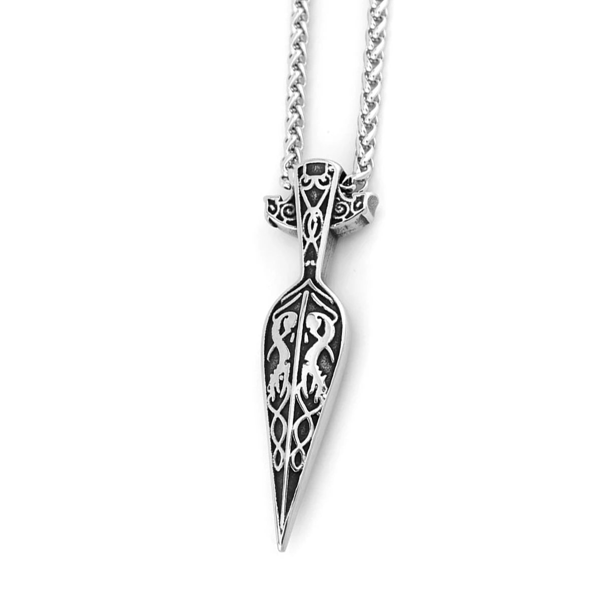Fashion Viking Spartan Warrior Spear Necklace Men Nordic Amulet Vintage Pendant Necklace Hip Hop Stainless Steel Jewelry