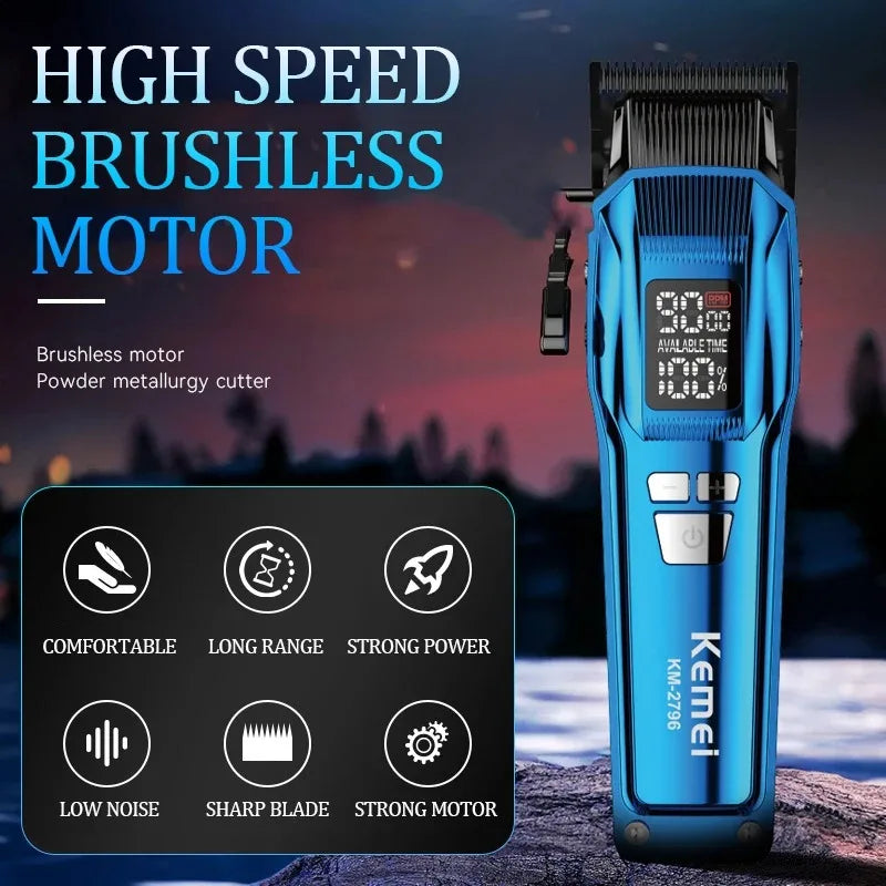 Kemei 2796 Barber Hair Clipper Professional 9000RPM Fade Haircut Machine Electric Trimmer Hair Cutter for Men Brushless Motor