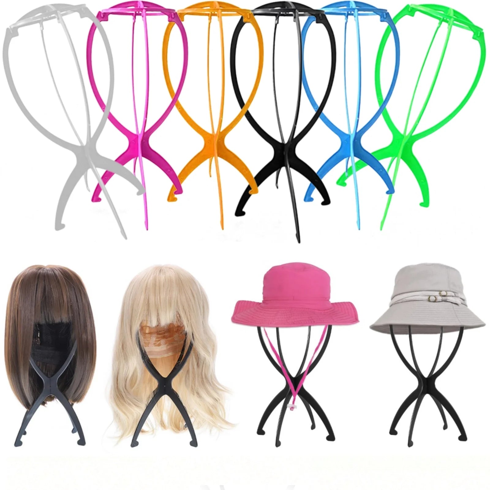 1/2/3pcs Folding Wig Stand Plastic Portable Hat Display Stand Adjustable Durable Barbershop Fashion Model Holder Home Salon Use