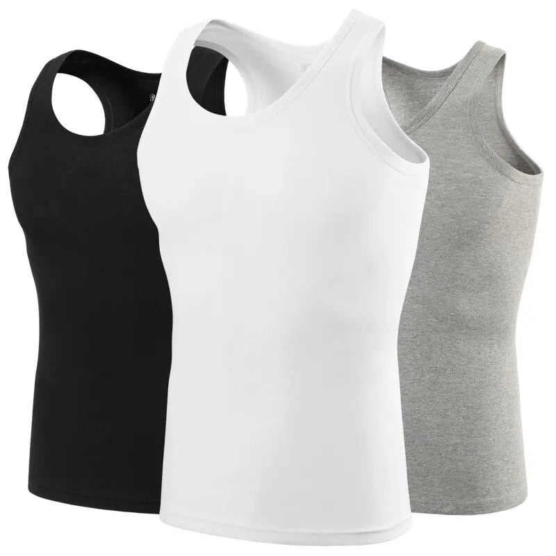 3/1 piece men's to teenagers' multi-size solid color tight vest comfortable cotton sleeveless T-shirt sports running bottoming c