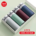 MiiOW 4Pcs Ice Silk Men Underwear Boxer 7A Cotton Antibacterial Crotch Men's Panties Breathable Mesh Summer Man Underpants Boxer