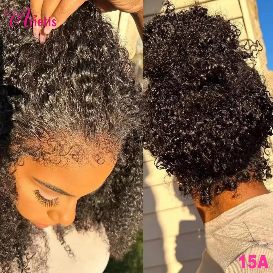 4c Edges Human Hair Wigs Kinky Curly 13x4 Lace Front Human Hair Wigs 180% Density 10-34 Inches Raw Glueless Wigs Human Hair