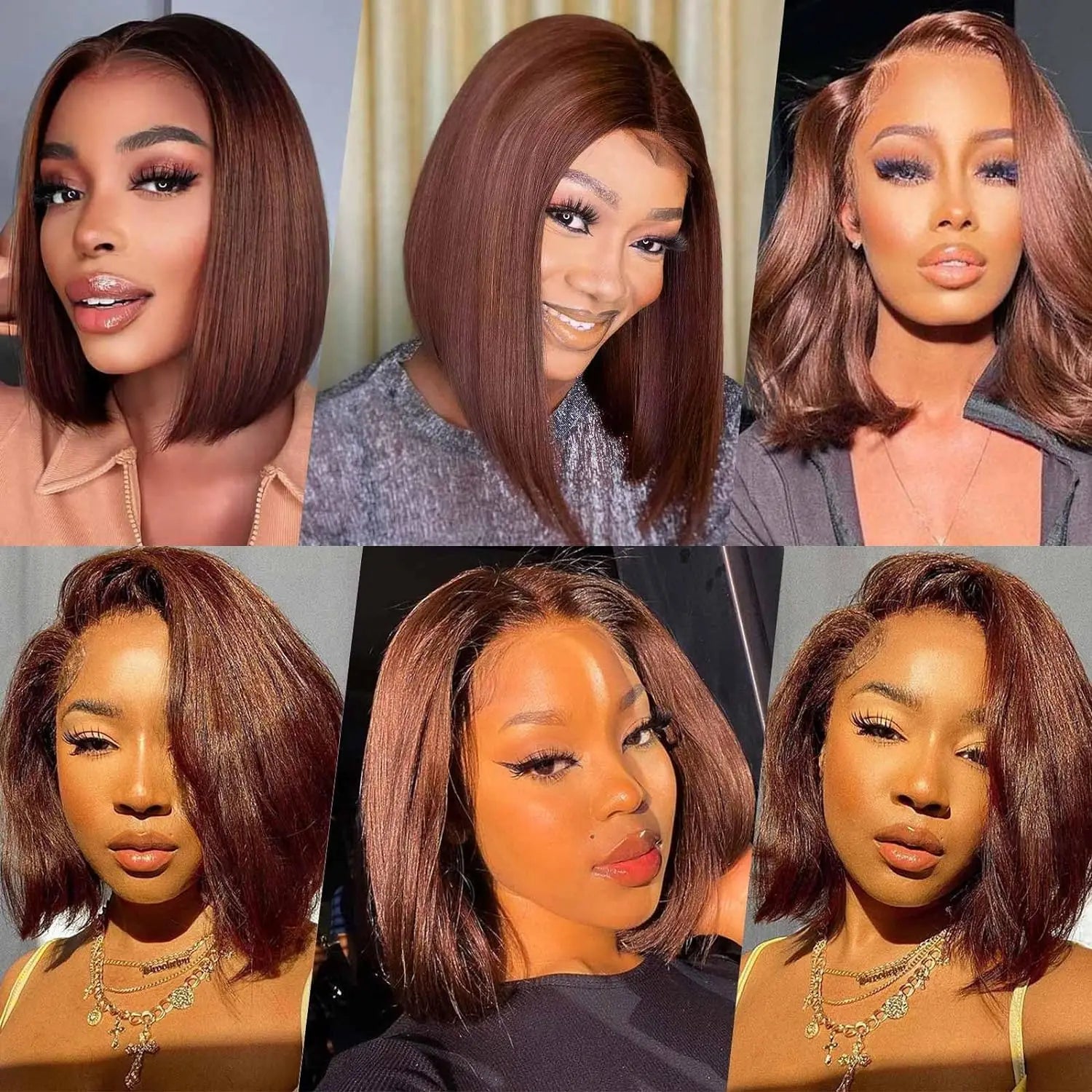 Chocolate Brown Bob Wigs 13x4 Color #4 Bob Wig Human Hair 180% Density Lace Front Wigs Human Hair Straight Short Bob Wig