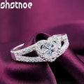 SHSTONE 925 Sterling Silver Ring AAA Zircon Heart Rings For Women Party Wedding Fashion Jewelry High Quality Gift
