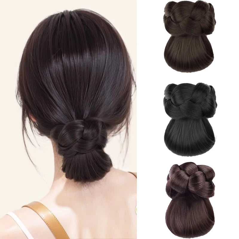 LUPU Hair Clips for Hair Hair Accessories Wig Low Hair Bun Synthetic Natural False Braided Black Brown Updo Hair Women Hairpiece