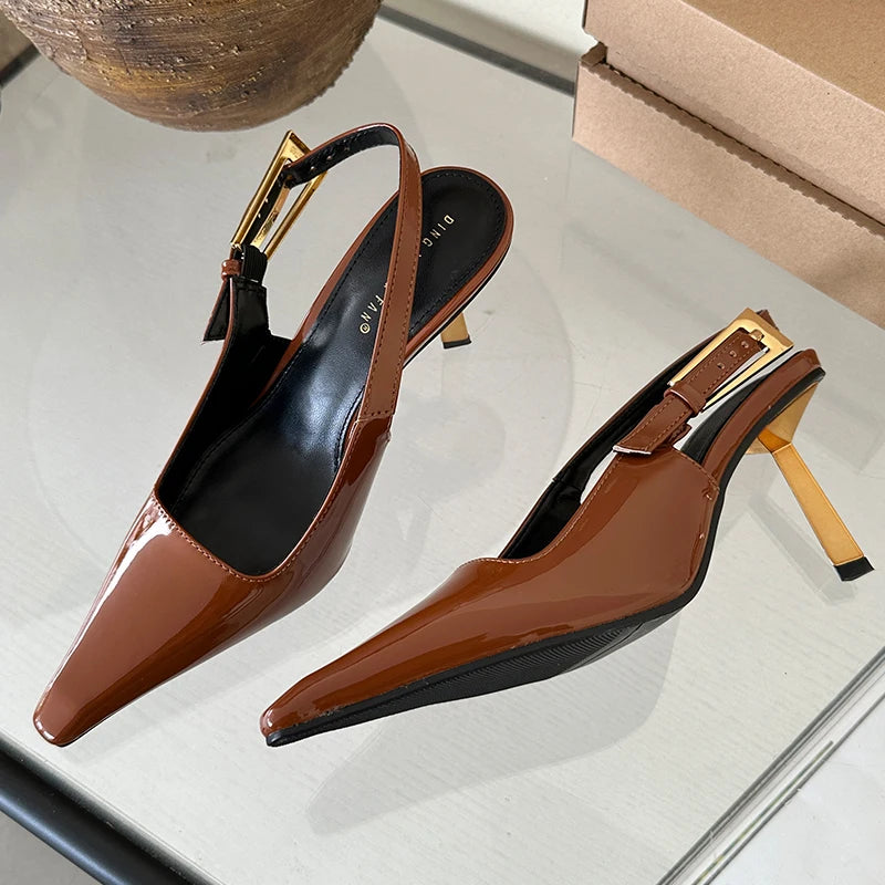 2025 Women Shoes Pumps Sandals Spring Fashion Pointed Toe Slingbacks Female Footwear Summer Ladies Shallow Shoes High Heels