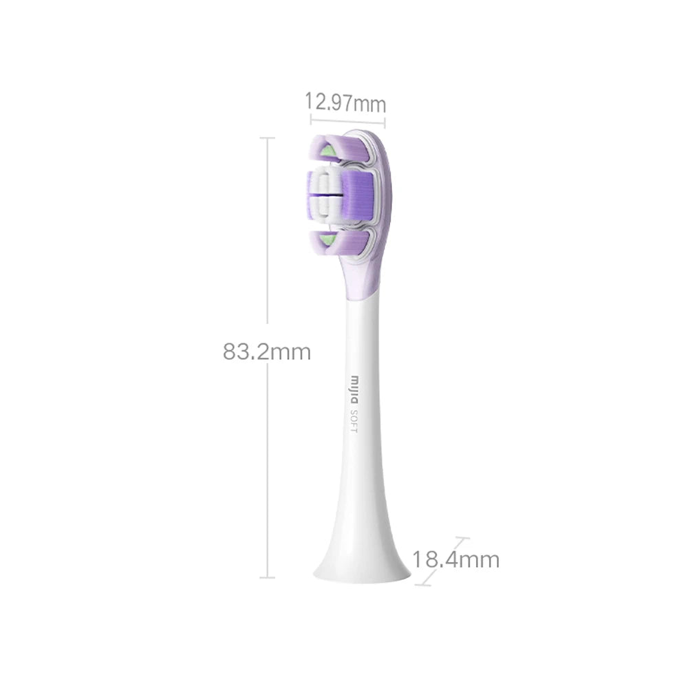 MIJIA Sonic-Sweep Toothbrush Pro Replacement Heads (3 Pack) - Shock-Absorbing,Food-Grade Fade Reminder,Copper-Free Design
