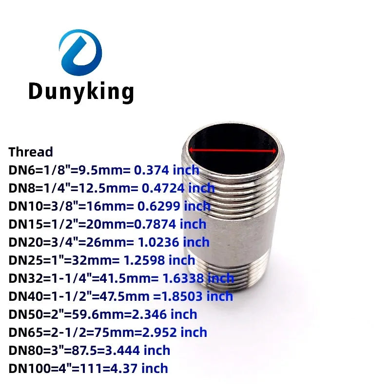 Water connection 1/4" 3/8" 1/2" 3/4" 1" 1-1/4" 1-1/2" Male X Male Threaded Pipe Fittings Stainless Steel SS304 Connector Adapter