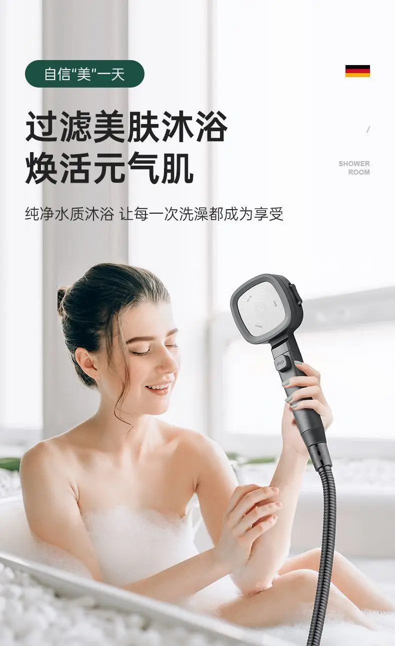 New High Pressure Shower Head with Stop Button 3 Modes Adjustable Water Saving Nozzle Rainfall Showerhead Bathroom Accessories