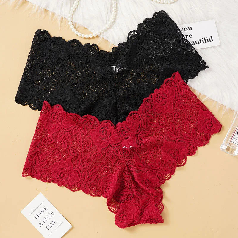 New Sexy Floral Lace Panties Women Sexy Hollow Out Briefs Low Waist Underwear Soft Comfortable Solid Breathable Lingerie Panties