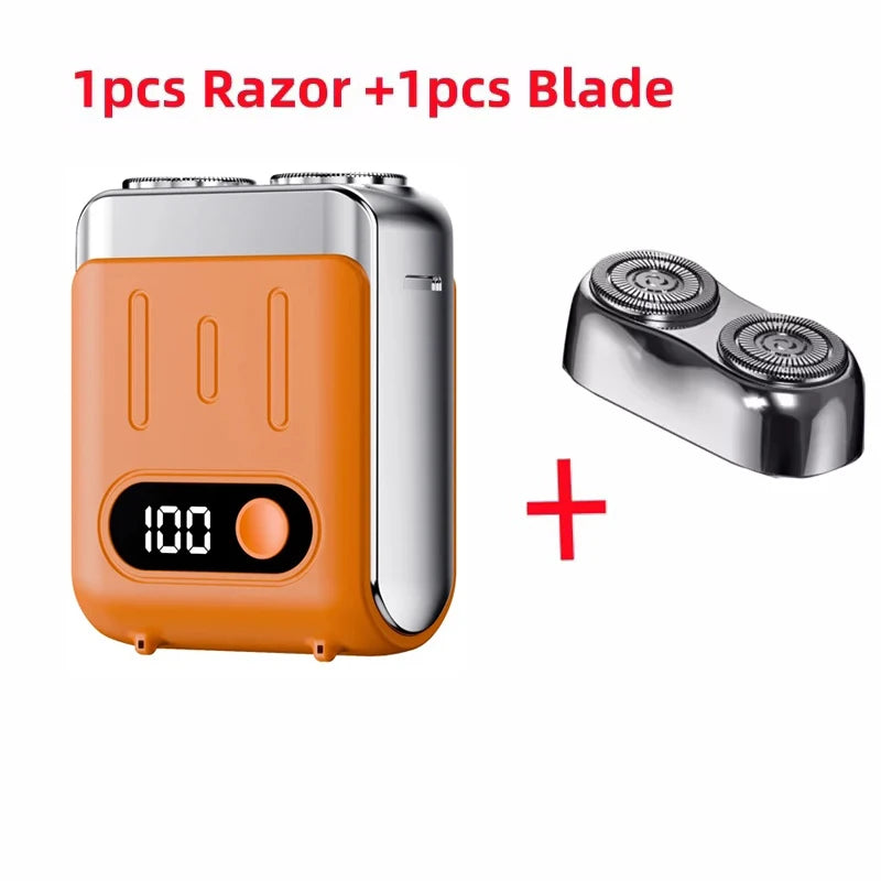 2025 Mini Electric Smart Shaver Dual Blade Household Car Shaver Digital Display Rechargeable Shaver Powerful Beard Trimmer Tool