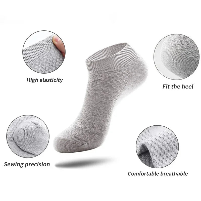 1/5 Pairs Men Ankle Short Socks High Quality Bamboo Fiber Low cut Socks Solid Breathable Business Dress Socks for Summer Winter