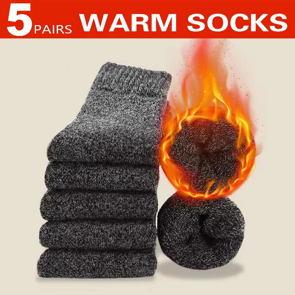 3 Pairs Winter Warm Thick Towel bottom Man Socks Wool Male Socks Slipper Socks Merino Wool Socks Against Cold Snow Socks 39-44