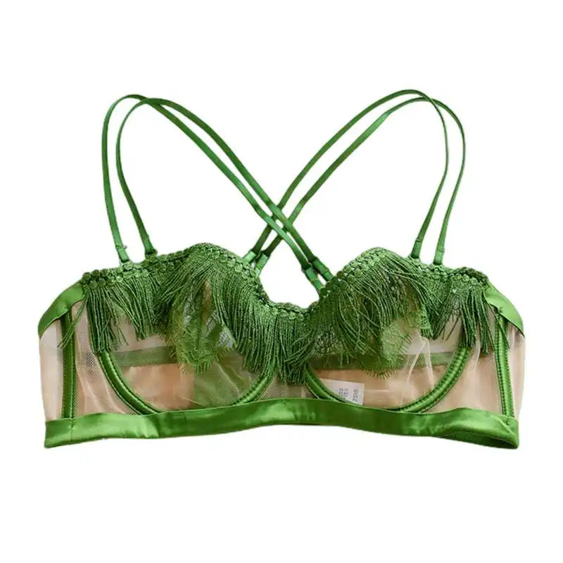 BANERDANNI Light Luxury Sexy French Backless Bra Set - Sheer Mesh Minimizer Bralette Ultra-Thin Lace Lingerie Limited Stock Sale