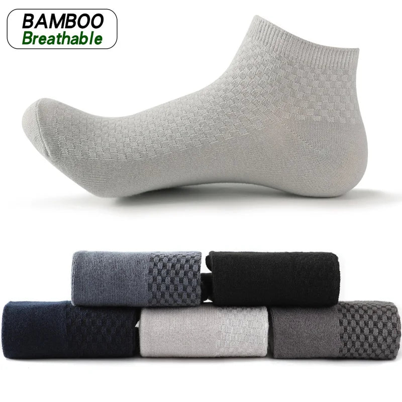 1/5 Pairs Men Ankle Short Socks High Quality Bamboo Fiber Low cut Socks Solid Breathable Business Dress Socks for Summer Winter