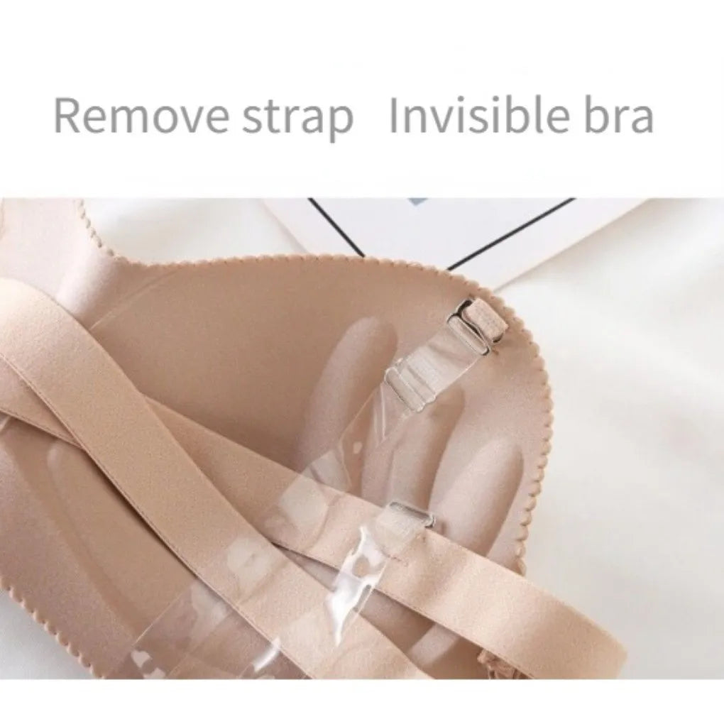 ZXYOUPING Women Invisible Bra Nu Bra Seamless Strapless Push Up Bra Backless Strap Free Size for Wedding Party