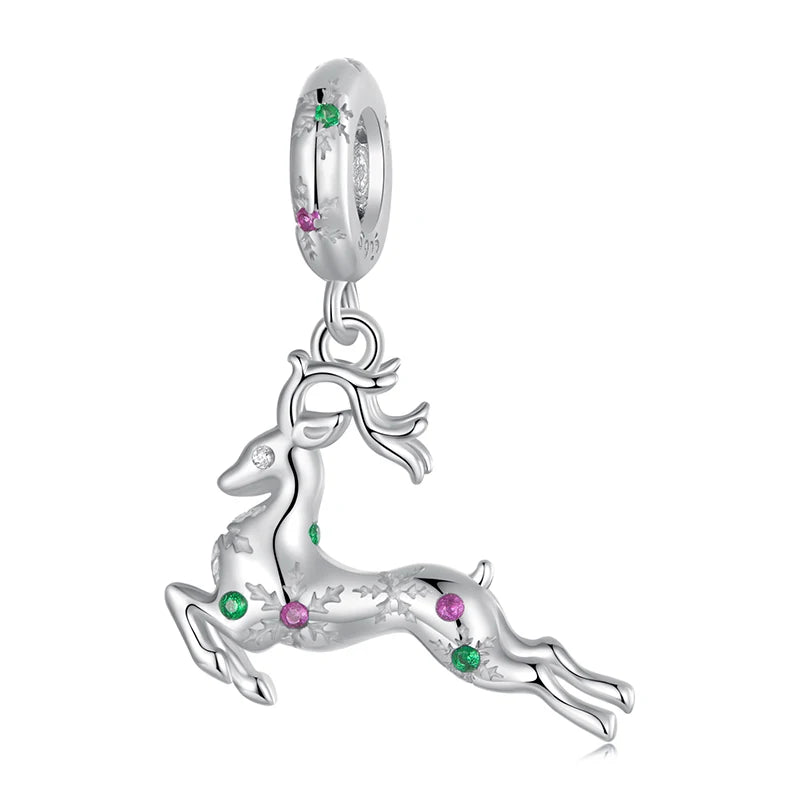 BAMOER Solid 925 Sterling Silver Xmas Series Charm Bead fit Original Bracelet DIY Bamoer Charm for Jewelry Making Christmas Gift