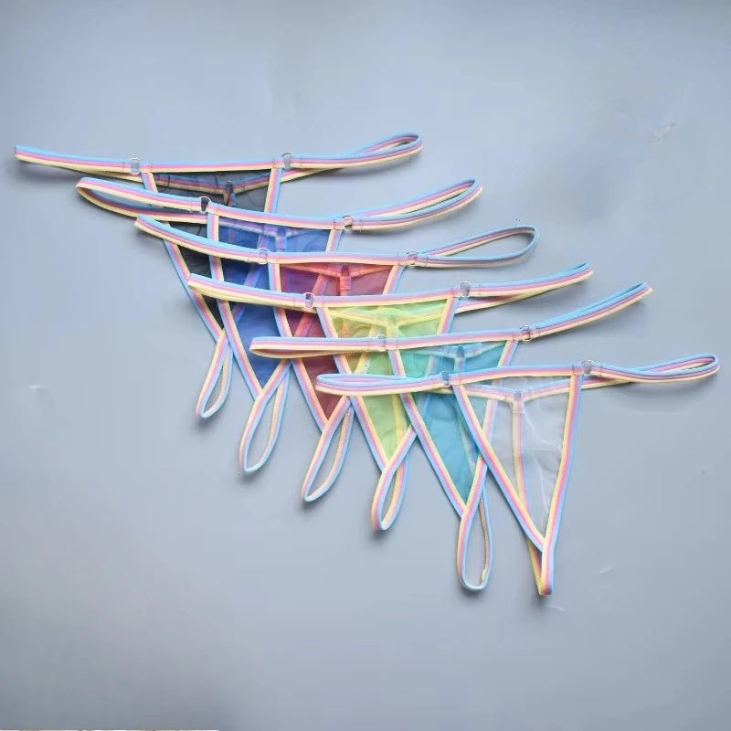 Women's thongs sexy and sexy candy colored super mini bikini couple game tempting women's underwear