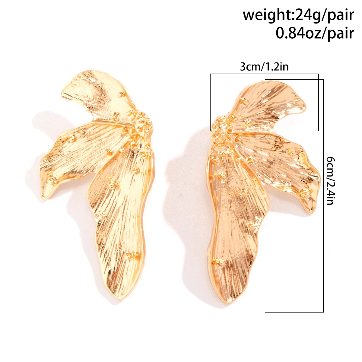 Elegant Retro Gold Color Leaves Stud Earrings for Women Design Sense Irregular Piercing Earrings Fashion Banquet Party Jewelry
