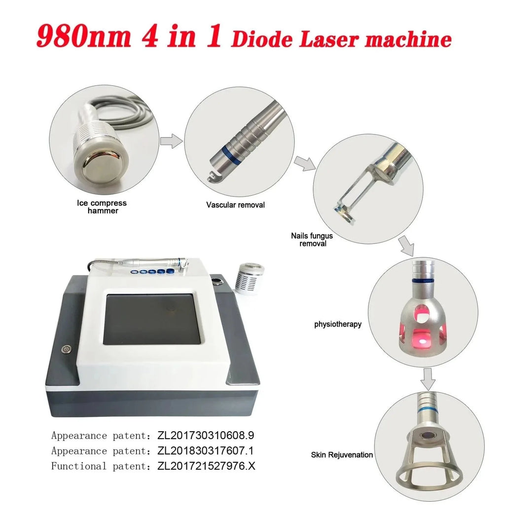Laser Beauty Instrument Diode Vein Remover for Onychomycosis Best 60W 980nm Vein Remover for Spider Veins