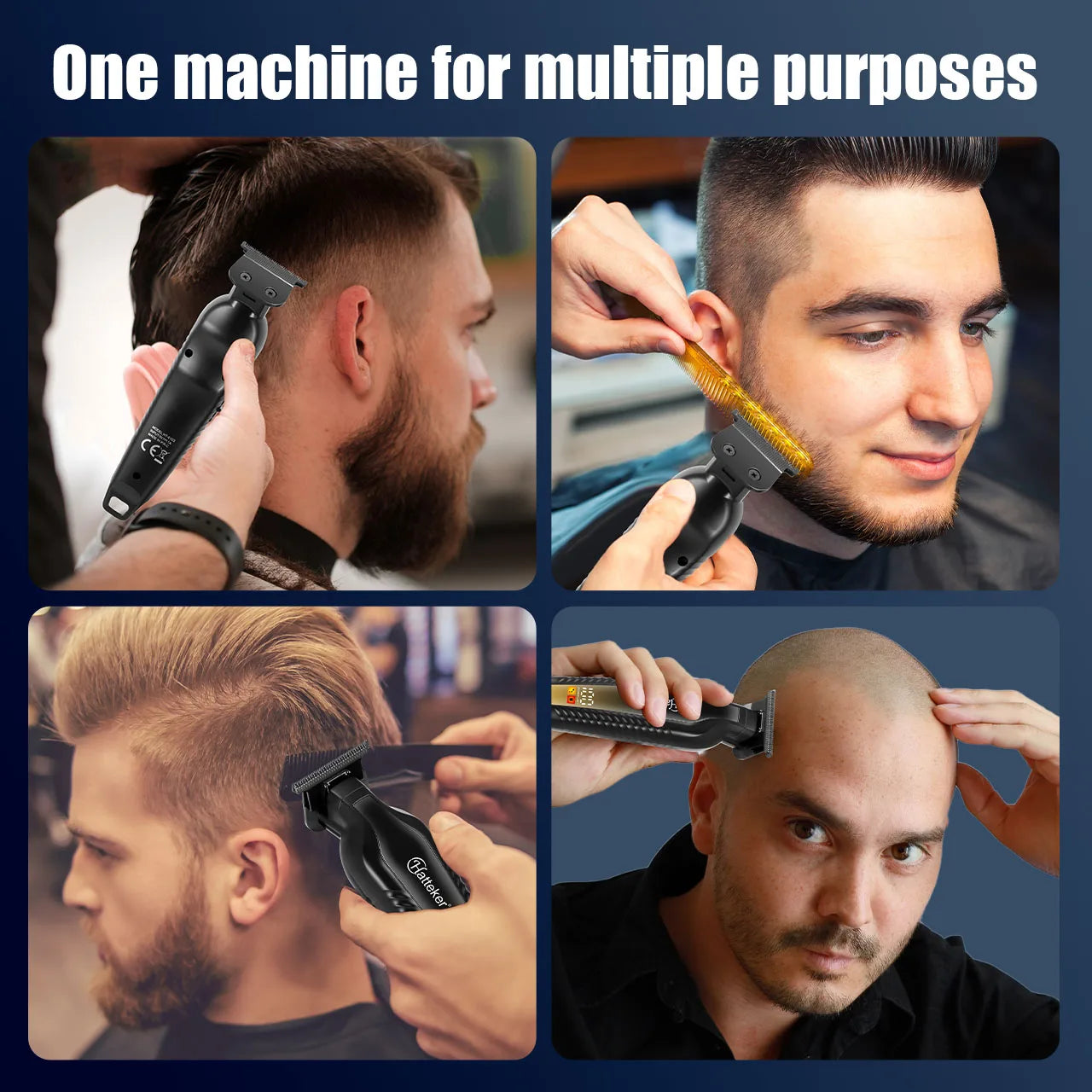 Hatteker Gradient Hair Clipper Professional Hair Salon LCD Digital Display Edge Trimming Rechargeable Taper Men's Home Haircut