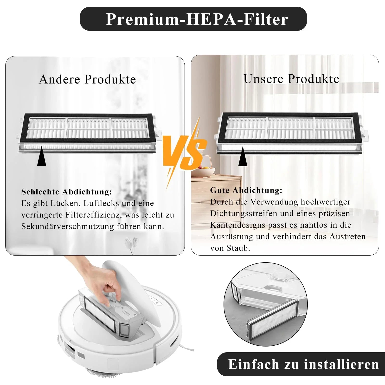 HEPA Filter for Roborock Qrevo S/Qrevo Curve/Qrevo Pro/Qrevo Plus/Qrevo MaxV/Qrevo Edge Robot Vacuum Cleaner Replacement Filter