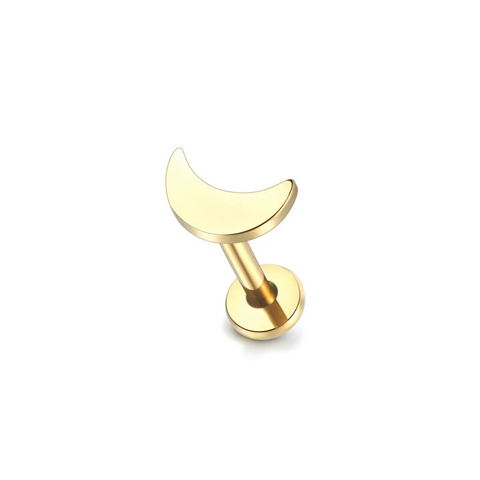 1PC G23 Titanium Star Moon Cross Stud Earring for Women Lip Rings Labret Piercing Ear Tragus Helix Piercings Body Jewelry