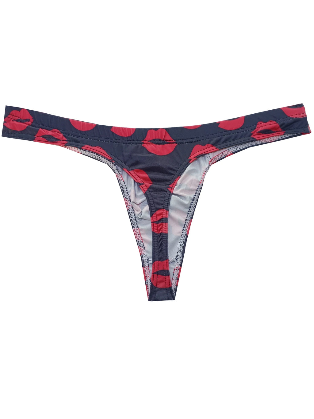 Men's Sexy Underwear Low Waisted Thong with Mouth Print Breathable And Comfortable Underpants BriefsHT148