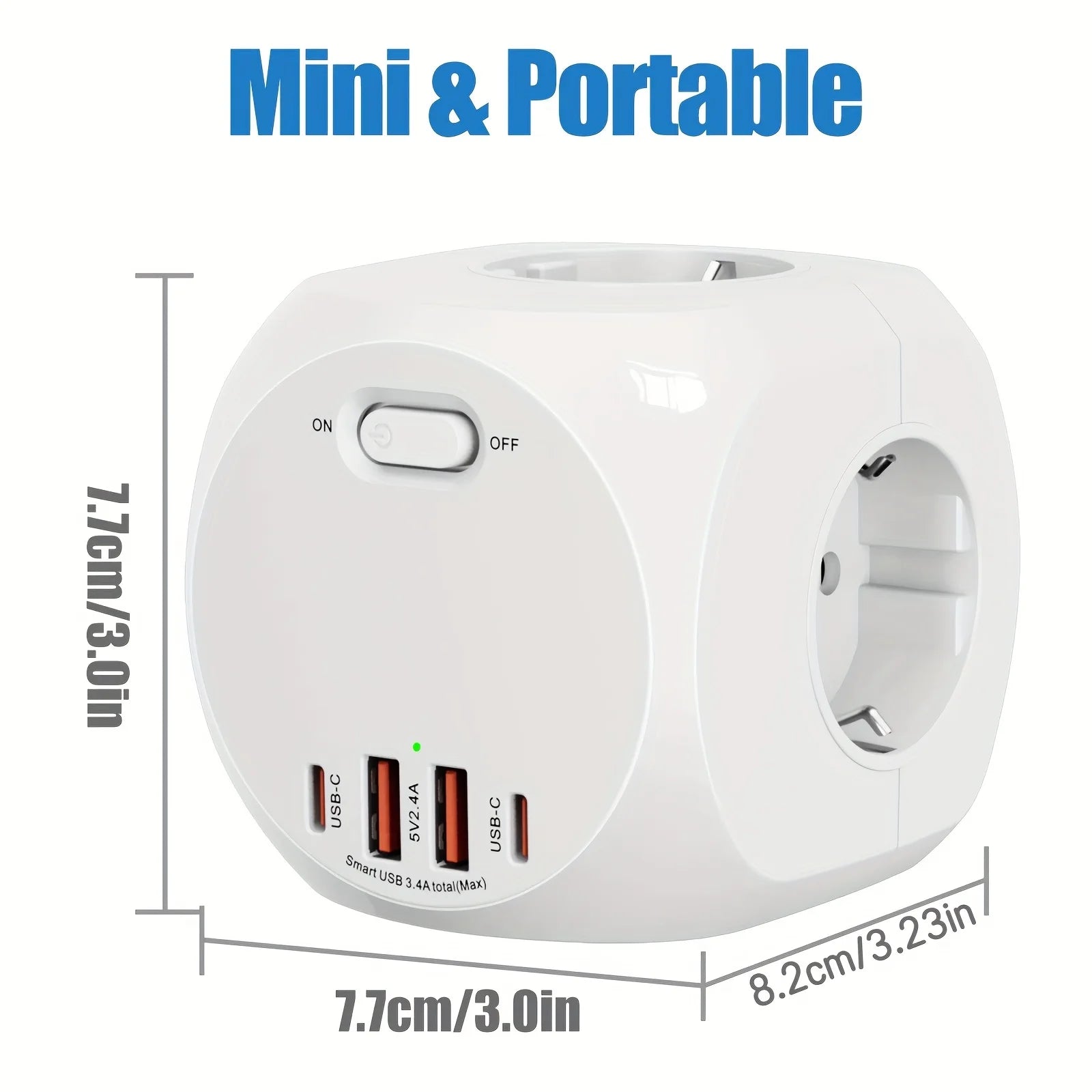 4000W EU Plug Power Strip Cube with 4 Outlets 4 USB Ports European Multiple socket adapter Wall charge ON/OFF Switch for home