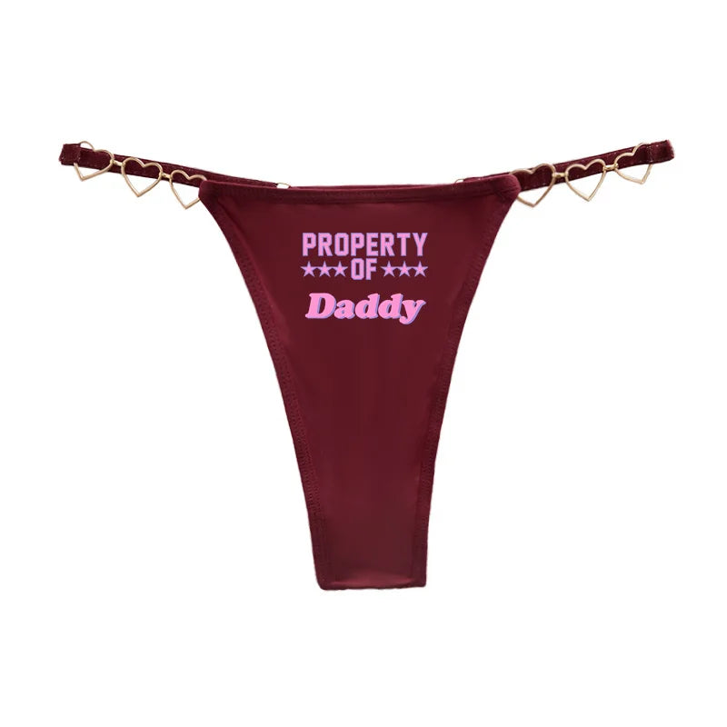 EAT ME DADDY Sexy Thong for Women Love Decoration Cotton Crotch Low-rise Women's Underwear Female Panties Girlfriend Wife Gift