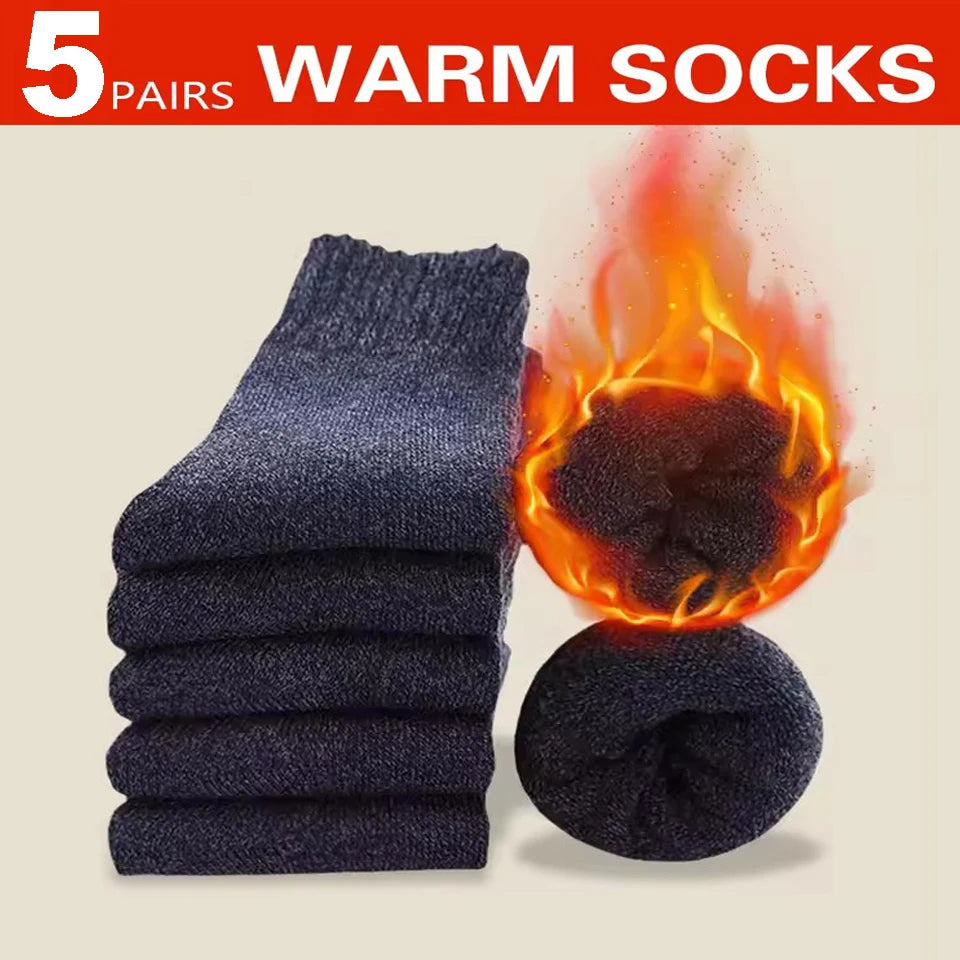 3 Pairs Winter Warm Thick Towel bottom Man Socks Wool Male Socks Slipper Socks Merino Wool Socks Against Cold Snow Socks 39-44