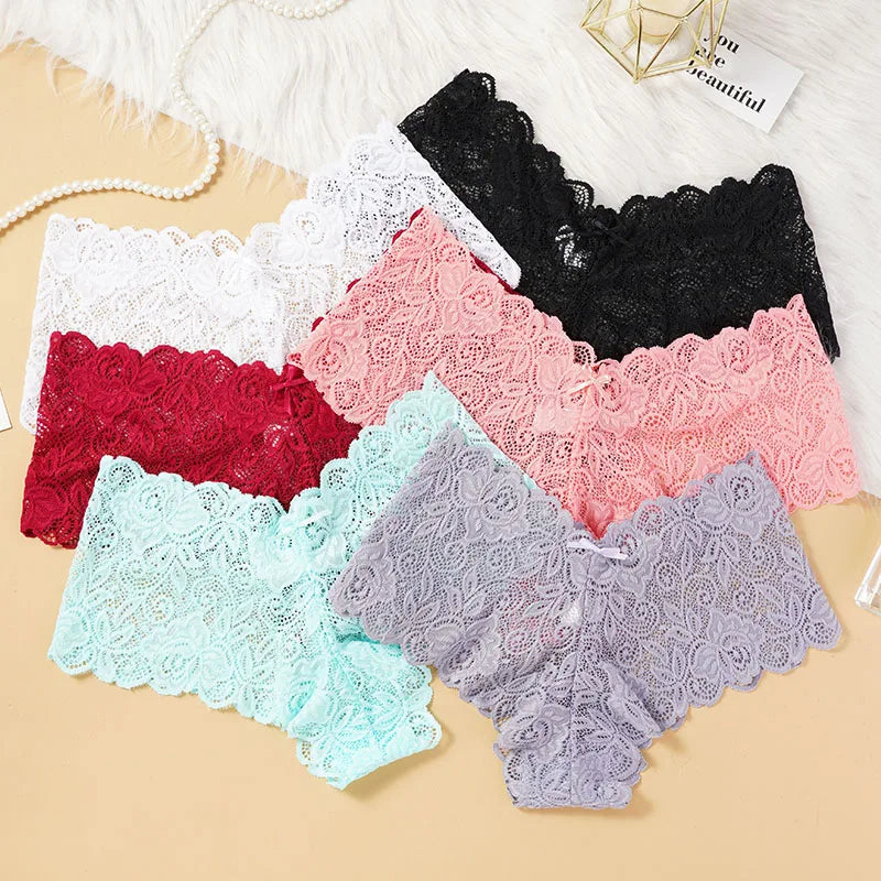 New Sexy Floral Lace Panties Women Sexy Hollow Out Briefs Low Waist Underwear Soft Comfortable Solid Breathable Lingerie Panties