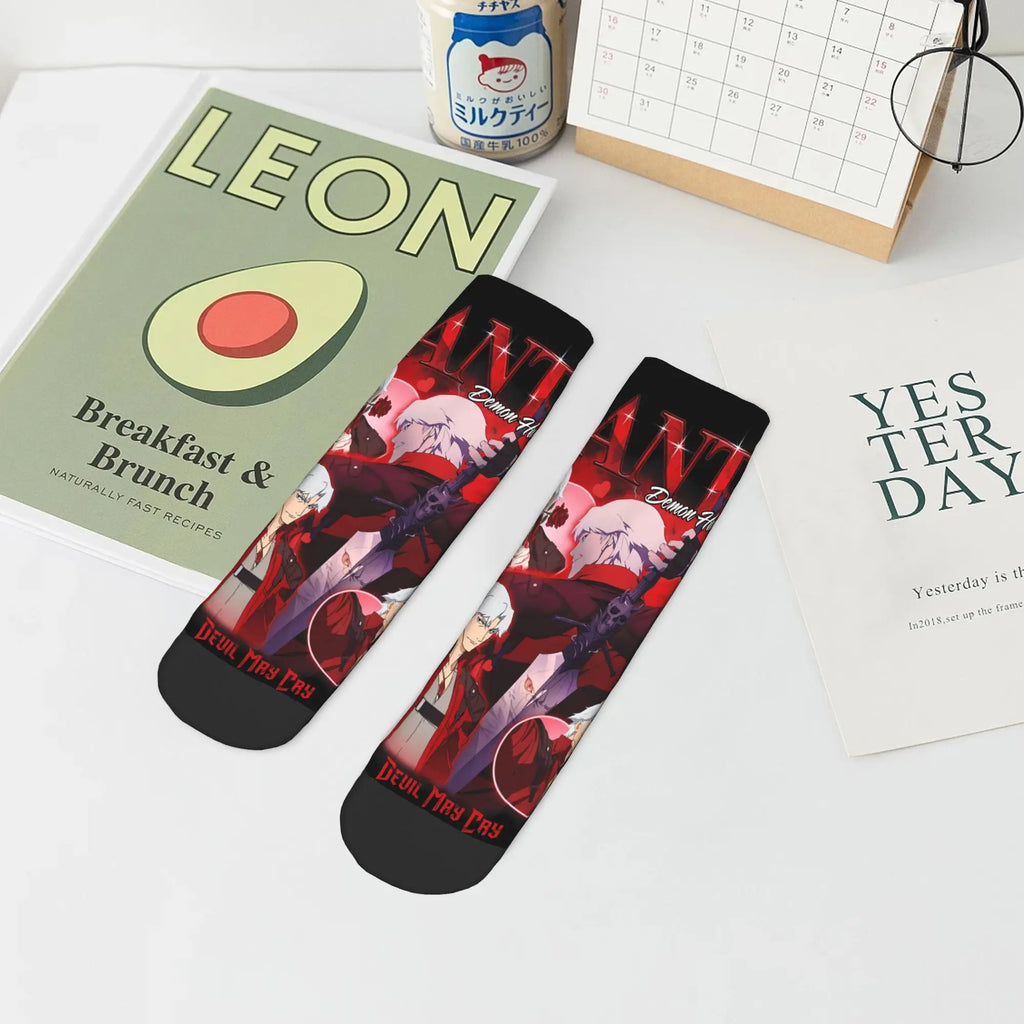 Devil May Cry Dante Heartthrob DMC5 Socks Popular Game Ankle Socks Non Slip Unisex Men Quality Soft Custom Sports Casual Sock