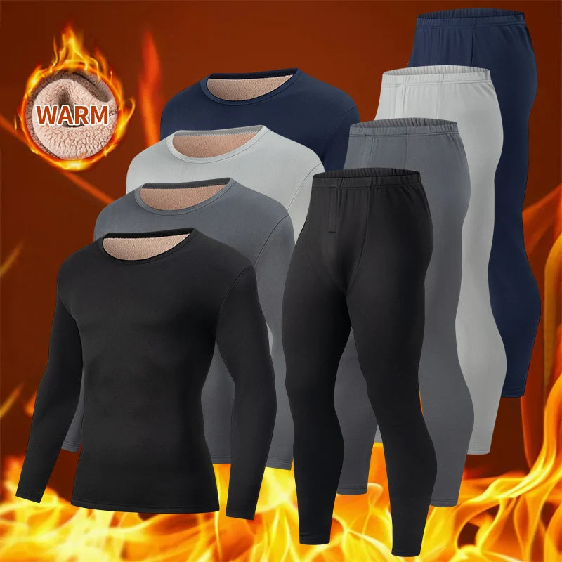 2-piece Men's Autumn And Winter Thick Velvet Solid Color Warm Suit Comfortable Warm Cold Resistant And Versatile Home Clothes