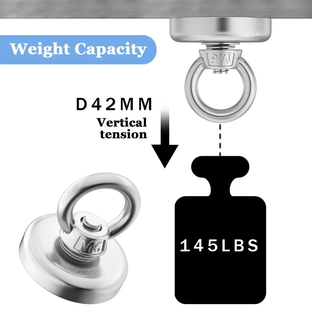 Powerful Magnet Neodymium Magnets Fishing Heavy Duty Imanes Magnet with Countersunk Hole Eyebolt for Salvage Magnetic Fishing