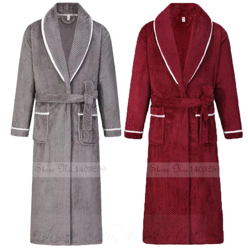 Long Robe Large Size Sleepwear Winter Thicken Warm Couple Flannel Loose Coral Fleece Homewear 4XL Men's Nightwear Bathrobe Gown