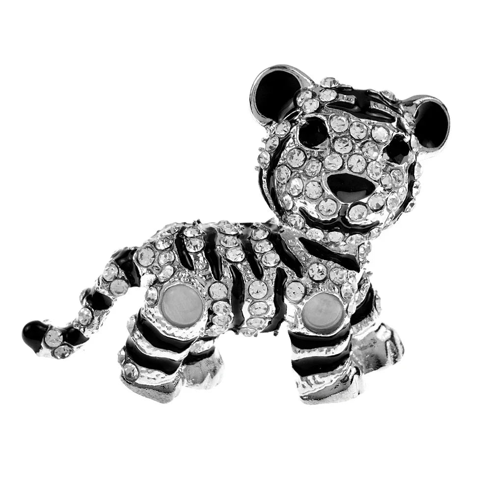 CINDY XIANG New Vivid Enamel Tiger Brooches For Women And Men Cute Animal Rhinestone Pins Brooch Kids Jewelry Gifts