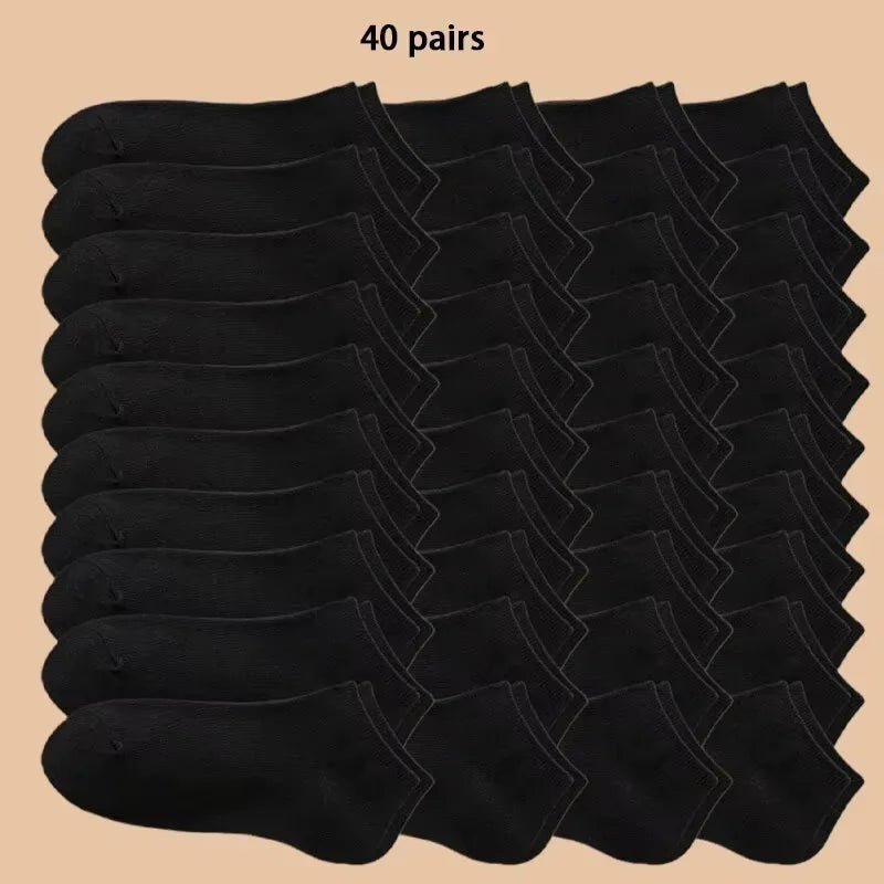 Unisex Solid Color Ankle Socks – 10/20/40 Pairs Soft Lightweight No Show Socks for Men & Women, Bulk Value Pack