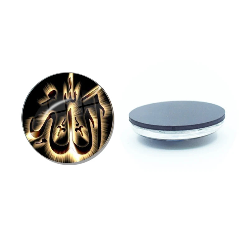 Muslim Islamic Allah Arab Muslim Ramadan Glass Gem Magnetic Refrigerator Stickers Note Holder Home Decor