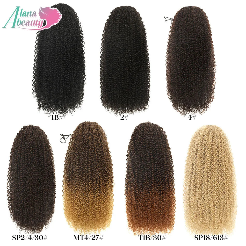 Alana Synthetic Long Curly Wavy Ponytail Hair Extension 613# Drawstring Hairpieces for Women Blond Fake Pony Tail
