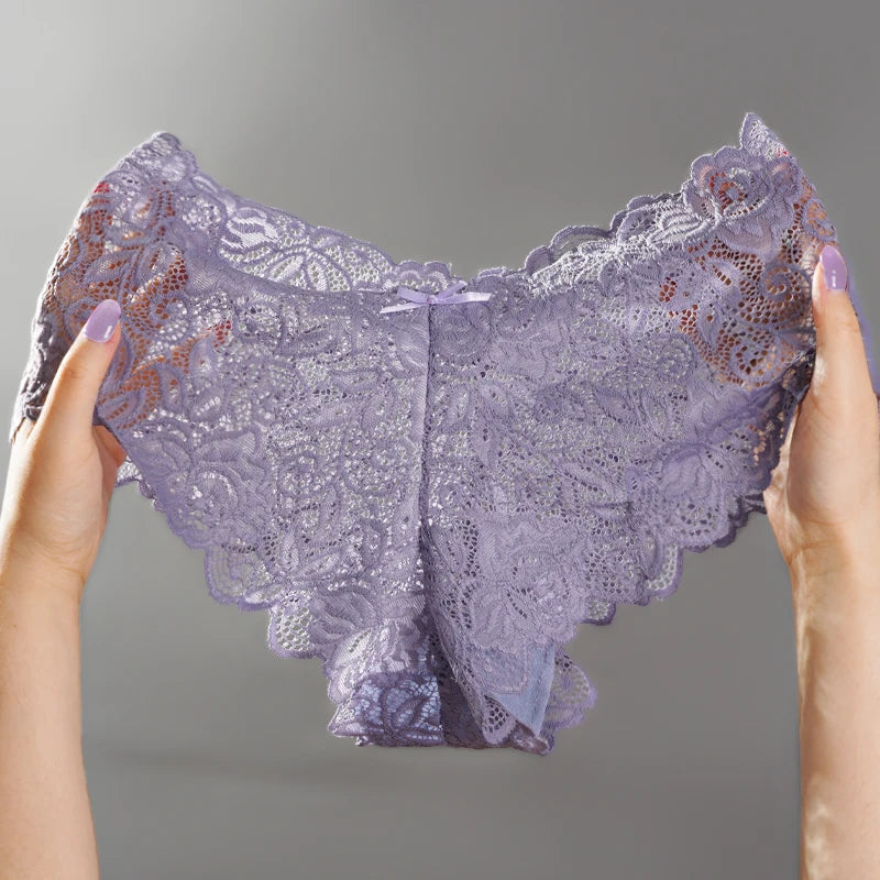 New Sexy Floral Lace Panties Women Sexy Hollow Out Briefs Low Waist Underwear Soft Comfortable Solid Breathable Lingerie Panties