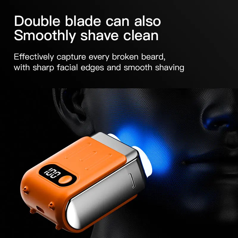 2025 Mini Electric Smart Shaver Dual Blade Household Car Shaver Digital Display Rechargeable Shaver Powerful Beard Trimmer Tool
