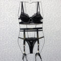 Brskbzda New Fine Lingerie Sexy Lace Women's Underwear 4-Piece Garter Bra And Panty Set Luxury Erotic Outfit Seamless Intimate