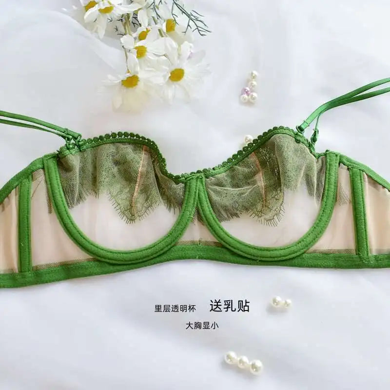 BANERDANNI Light Luxury Sexy French Backless Bra Set - Sheer Mesh Minimizer Bralette Ultra-Thin Lace Lingerie Limited Stock Sale