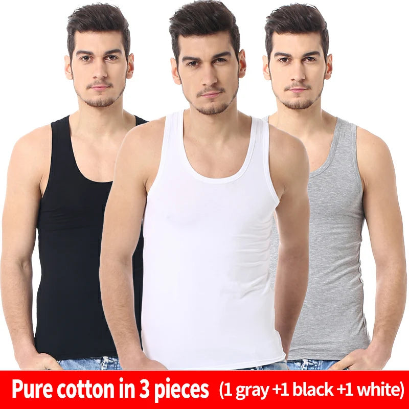 3/1 piece men's to teenagers' multi-size solid color tight vest comfortable cotton sleeveless T-shirt sports running bottoming c