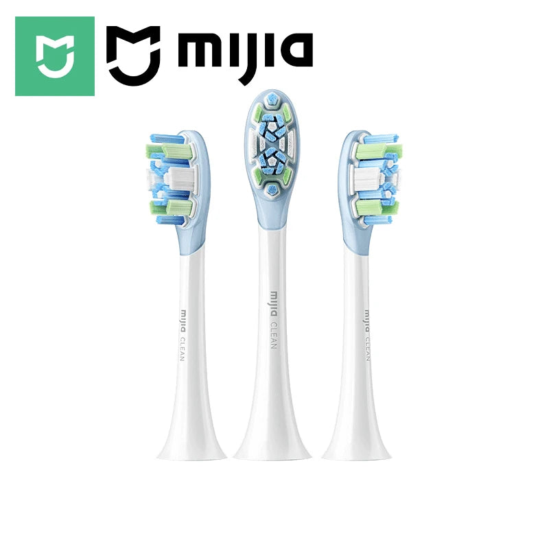 MIJIA Sonic-Sweep Toothbrush Pro Replacement Heads (3 Pack) - Shock-Absorbing,Food-Grade Fade Reminder,Copper-Free Design
