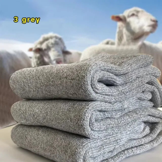3 Pairs Winter Warm Thick Towel bottom Man Socks Wool Male Socks Slipper Socks Merino Wool Socks Against Cold Snow Socks 39-44
