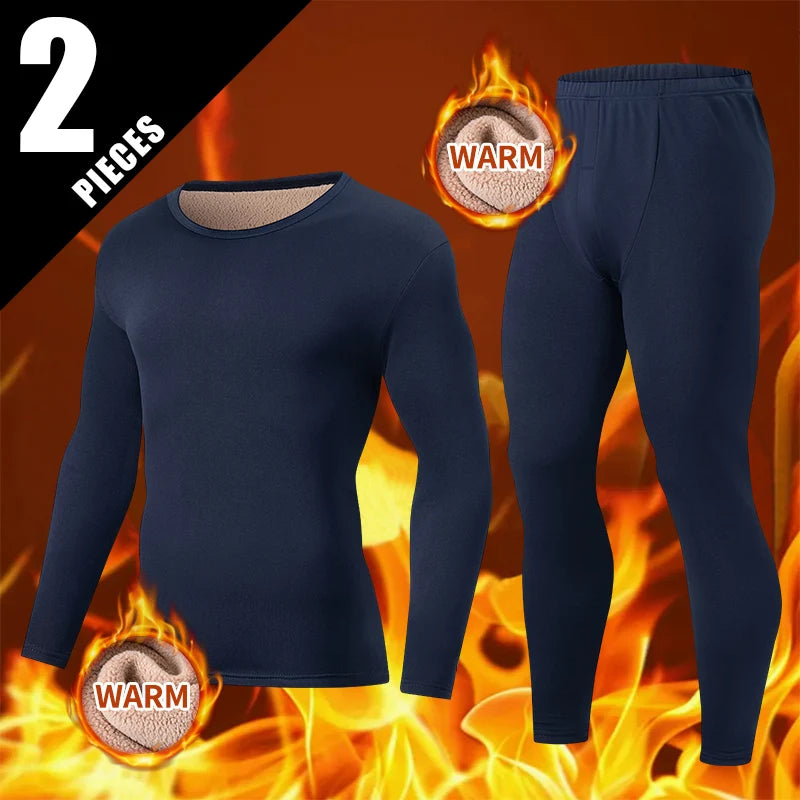 2-piece Men's Autumn And Winter Thick Velvet Solid Color Warm Suit Comfortable Warm Cold Resistant And Versatile Home Clothes