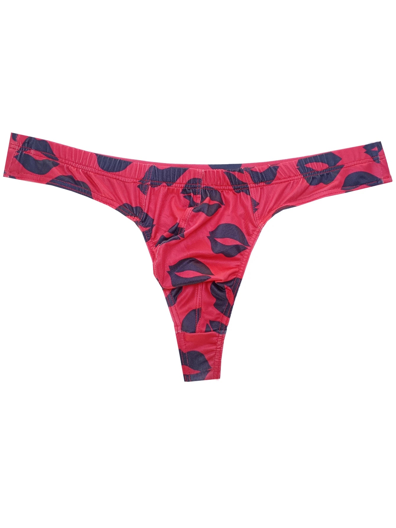 Men's Sexy Underwear Low Waisted Thong with Mouth Print Breathable And Comfortable Underpants BriefsHT148